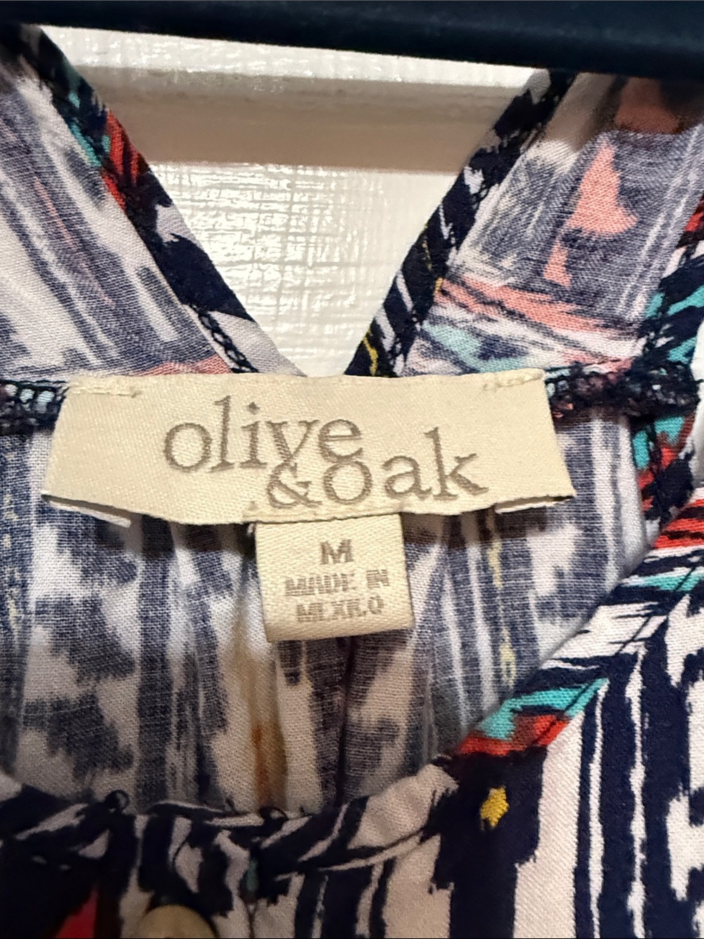 Olive & Oak Black and Teal Tribal Stripe Button Tank - Picture 4 of 5